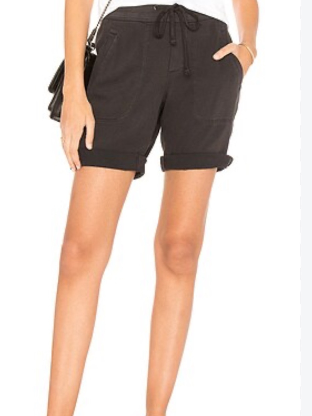 James Perse Black Drawstring Cuffed Shorts